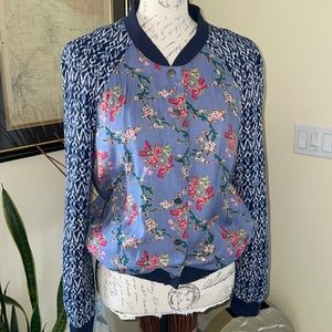 Free People Floral Baseball Jacket